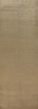 Elegant Handcrafted Gabbeh Solid Green Wool Runner Rug - Limited Edition" 3x11