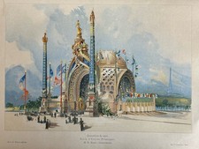 Binet exposition Universelle Paris 1900 Gravure Art Nouveau Tour Eiffel 1898