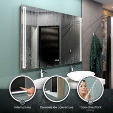 Miroir LED ROMA | 3 couleurs de Cadre | Tapis Chauffant | Interrupteurs
