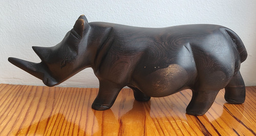 Sculpture rhinocéros bois - sculpture,