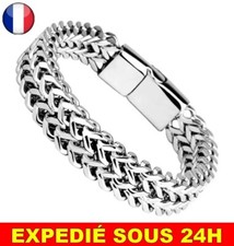 ✅ Bracelet Tressé Acier Inoxydable Écaille Poisson Homme Femme Bijoux Magnétique