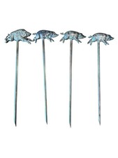 4 Vintage Metal 8” Shish Kabob Meat Vegetable Skewers Pigs Boar Made in France