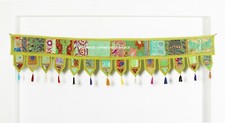 Indien Porte Cache Sommier Toran Tenture Murale Patchwork Brodé Porte Vert