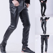 Pantalon en cuir coupe slim style boîte de nuit pour homme must have fashion pi