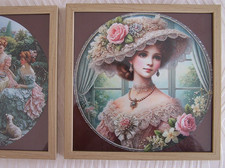 CADRE Impression sur Plaque ROMENTIQUE JEUNE FEMME au CHAPEAU Murale Porte Photo