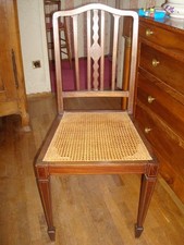  2 chaises cannées en chêne Art déco 1930 , fine marqueterie , Bon état