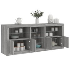 Buffet avec Lumières LED Armoire Latérale Meuble de Rangement Salon vidaXL