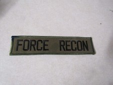 US MILITARY INSIGNIA PATCH BLACK ON GREEN FORCE RECON 6 INCH BY 1 INCH