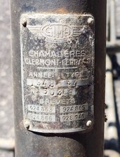 * plaque de cadre moto de collection GIMA 125 type 84 1948