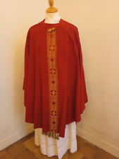 Red Priest Chasuble with Matching Stole Good Overall Condition
