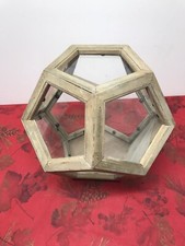 Glass & Wood Table Top paneled geometric dome plant Terrarium 10" x 12"