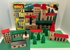 BRIO Town Stadt #33374 Wooden Village Set Sweden Original Box Vintage Complete