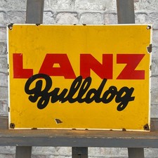 LANZ BULLDOG Enamel Sign 15.7x11.8" (40x30cm) Rare Big Vintage Tractor Farm Sign