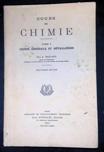 Balloul cours chimie tome - balloul,, de