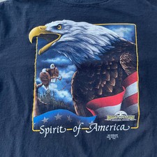 Vtg 90s 3D Emblem American Eagle Shirt XL Black Usa Made Single Stitch Harley