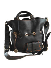 Lancel Paris Premier Flirt Bag Mocha Cowhide Leather Bucket Bag Black Brown
