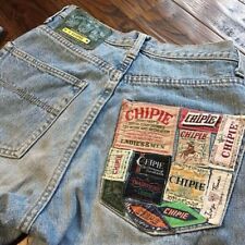 Rare 90S French Chipie Pocket Tag Applique Button Fly Ladies Denim Pants Jeans B