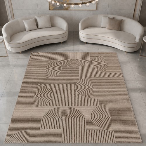 Tapis beige motif lignes