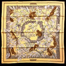 Hermes Silk Scarf Carre 90 Nutcrack Casse Noisette Used