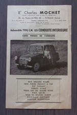 CHARLES MOCHET TYPE CM 125 Microcar orig 1953 French Mkt Sales Leaflet Brochure