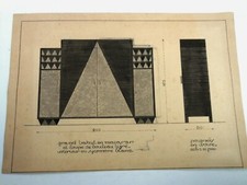 MOBILIER ART DECO: PROJET BUFFET 1925 - 2 AQUARELLES PAR CREATEUR FRANCAIS -D193