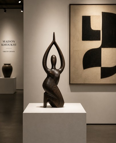 Wooden woman sculpture - wooden,