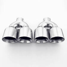 Stainless Steel QUAD 4" Out 2.5" Inlet 9" Long Dual Wall Exhaust Tips Dual Wall