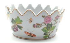 Vntg English Hand-Painted Porcelain Oval 6” x 4" Scalloped Cachepot Jardinière