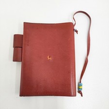 HENRY CUIR/ほぼ日 Leather dog flower embroidery book cover Notebook Red5-...