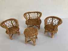 26⚜️ Toy Wicker Doll Furniture Living Room One Table, One Sofa and 2 Armchairs