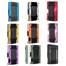 Portefeuille Porte-cartes Métal Blocage RFID Noir Vert Bleu Violet Orange Rouge