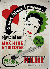 PHILDAR knitting machine Swiss license original poster circa 1950