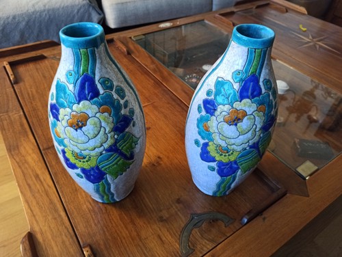 Paire vases faïence - de,