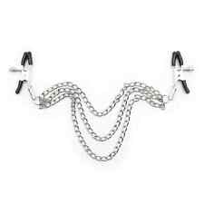 Pinces à tétons argent triple soumis BDSM sextoy fétish sexe chienne candaulisme