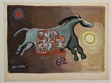 Del Devet The Mechanical Horse 1962 Gouache & Collage Abstract Animals