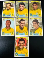 Panini Mexico 70 Brazil Team Set – 7 Players Black Back Stickers Near Mint RARE