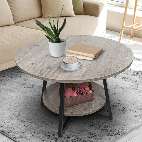 Round coffee table - coffee, 2-tier