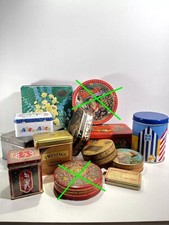 LOT OF 11 ANTIQUE SHEET METAL ADVERTISING BOXES COLLECTION