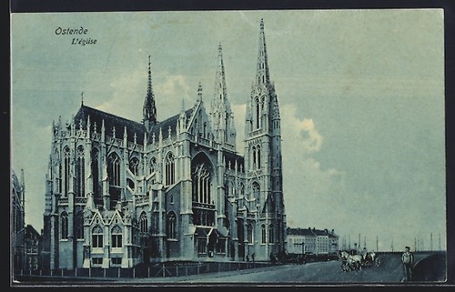 Cpa ostende église - cpa,