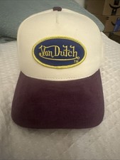 Von Dutch Snapback Hat Cream And Mauve With Embroidered Patch Sewn On