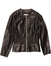 LIVRE Womens Faux Leather Jacket UK 10 Small Black Polyester DI63
