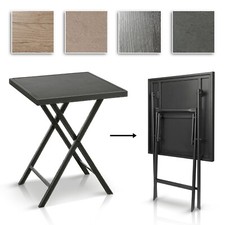 Table de Balcon Pliante 60x60 cm Métal Anthracite Plateau Bois ou Pierre
