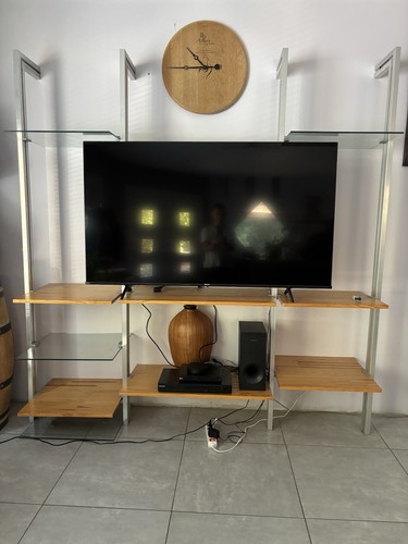 Meuble bois verre aluminium - meuble, tv