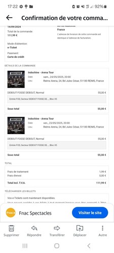 Indochine place concert fosse - place,