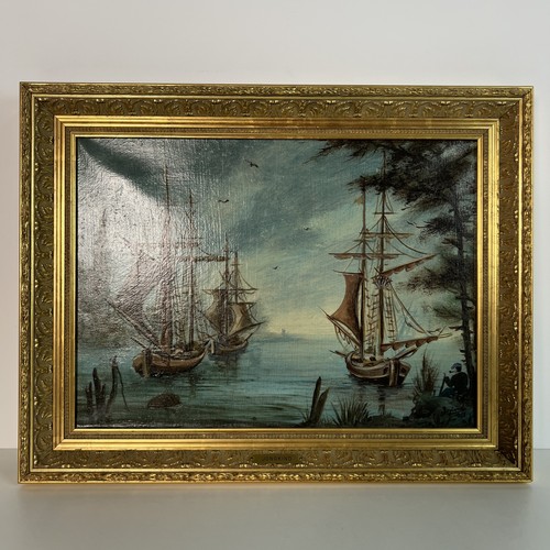 Tableau ancien marine bruges - marine,,