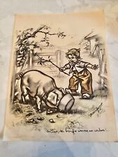 Germaine Bouret, engraving TU BOUFFES COMME UN COCHON 17.5 x 23.5 unframed