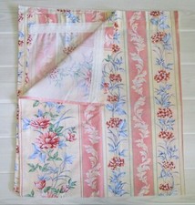 Paire de double rideaux vintage galon fronceur motif floral + 2 embrasses