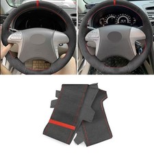For Toyota Fortuner Hilux 2011-2015 Red-strip Steering Wheel Suede Leather Cover
