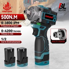 Clé à Choc Sans Fil  1/2" Brushless Electrique Boulonneuse sur Batterie 16.8V