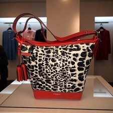 Coach Legacy Ocelot Duffle Sac 19996 Orange Leather Print Canvas Convertible Bag